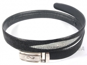 Ремень из кожи ската RIVER(105 STB Black-2)