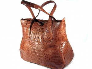 Женская сумка из кожи крокодила RIVER (BCM 701 Cognac)