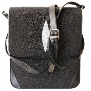 Мужская сумка из кожи ската (STCM 25 Black)