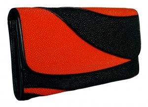 Кошелёк из кожи ската (ST 52 DC Black / Orange)