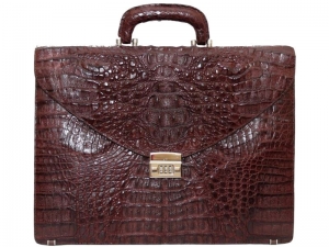 Мужской портфель из кожи крокодила (DCM 48 Brown)